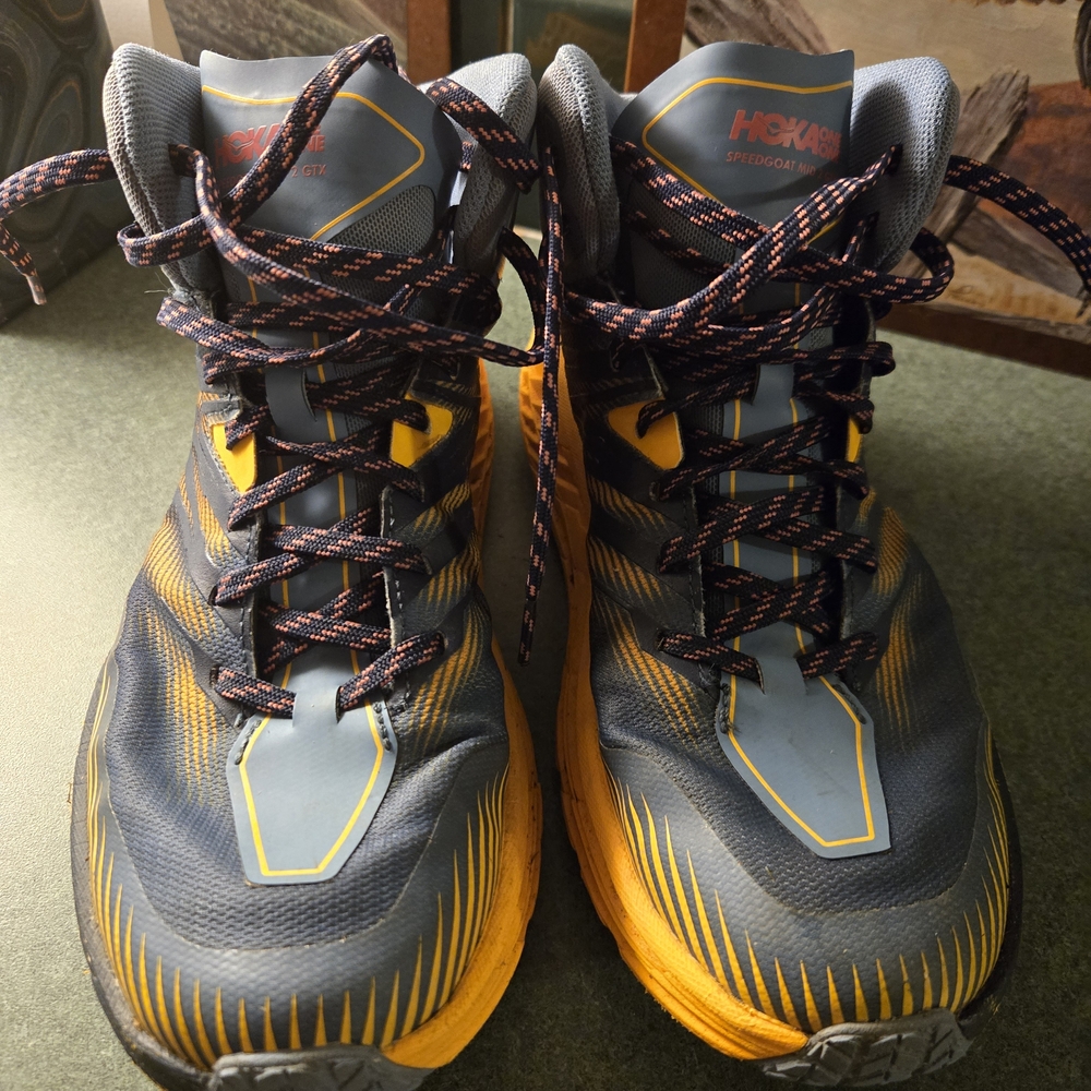 Hoka Women''s Gray and Yellow speed goat Hiking Shoes